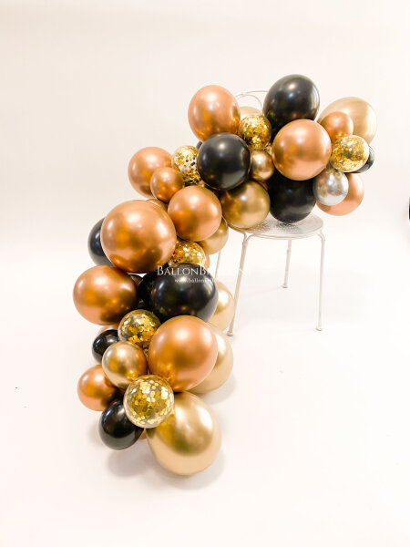 Ballon-Girlande mit Konfetti-Ballons "Golden Copper"