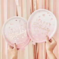 Rose Gold Foiled Confetti Balloon Shaped Plates Pack