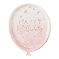 Rose Gold Foiled Confetti Balloon Shaped Plates Pack
