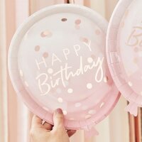 Rose Gold Foiled Confetti Balloon Shaped Plates Pack