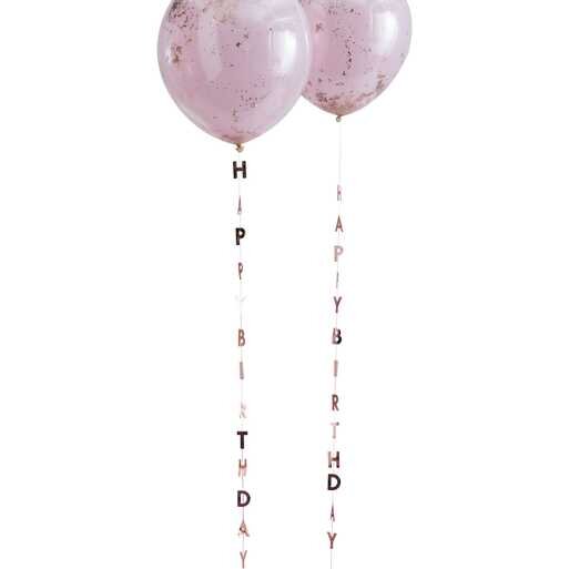 Rose Gold Happy Birthday Balloon Tails